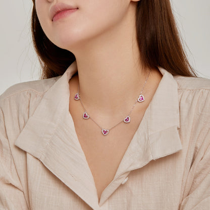 [Luxe Jewelry]Sparkling Five Heart Necklace