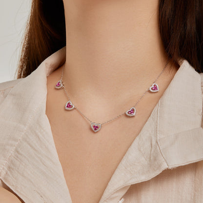 [Luxe Jewelry]Sparkling Five Heart Necklace