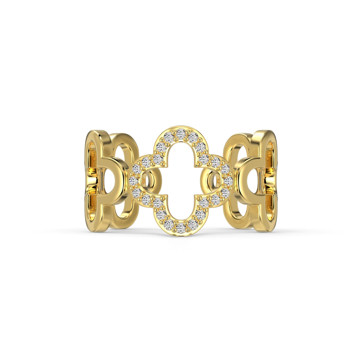 [Luxe Jewelry]Hollow Design Four-Leaf Clover Flower Shape Ring