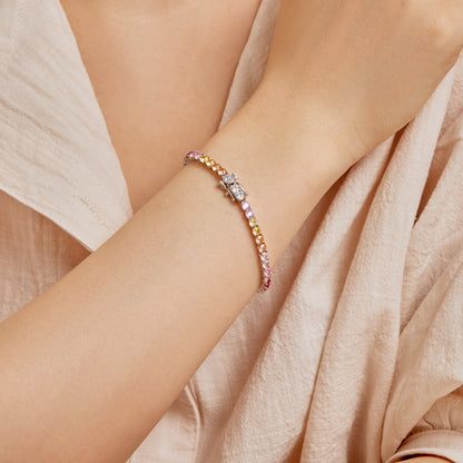 [Luxe Jewelry]Radiant Colorful Round Cut Tennis Bracelet