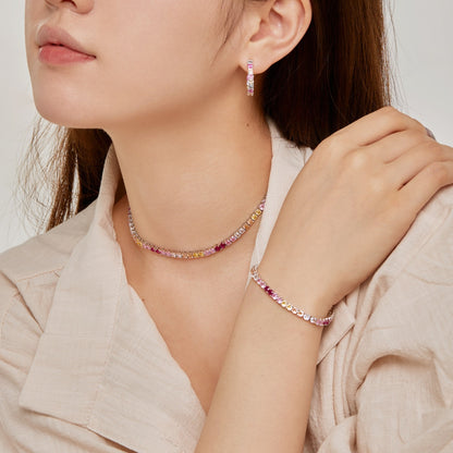 [Luxe Jewelry]Radiant Colorful Round Cut Tennis Bracelet