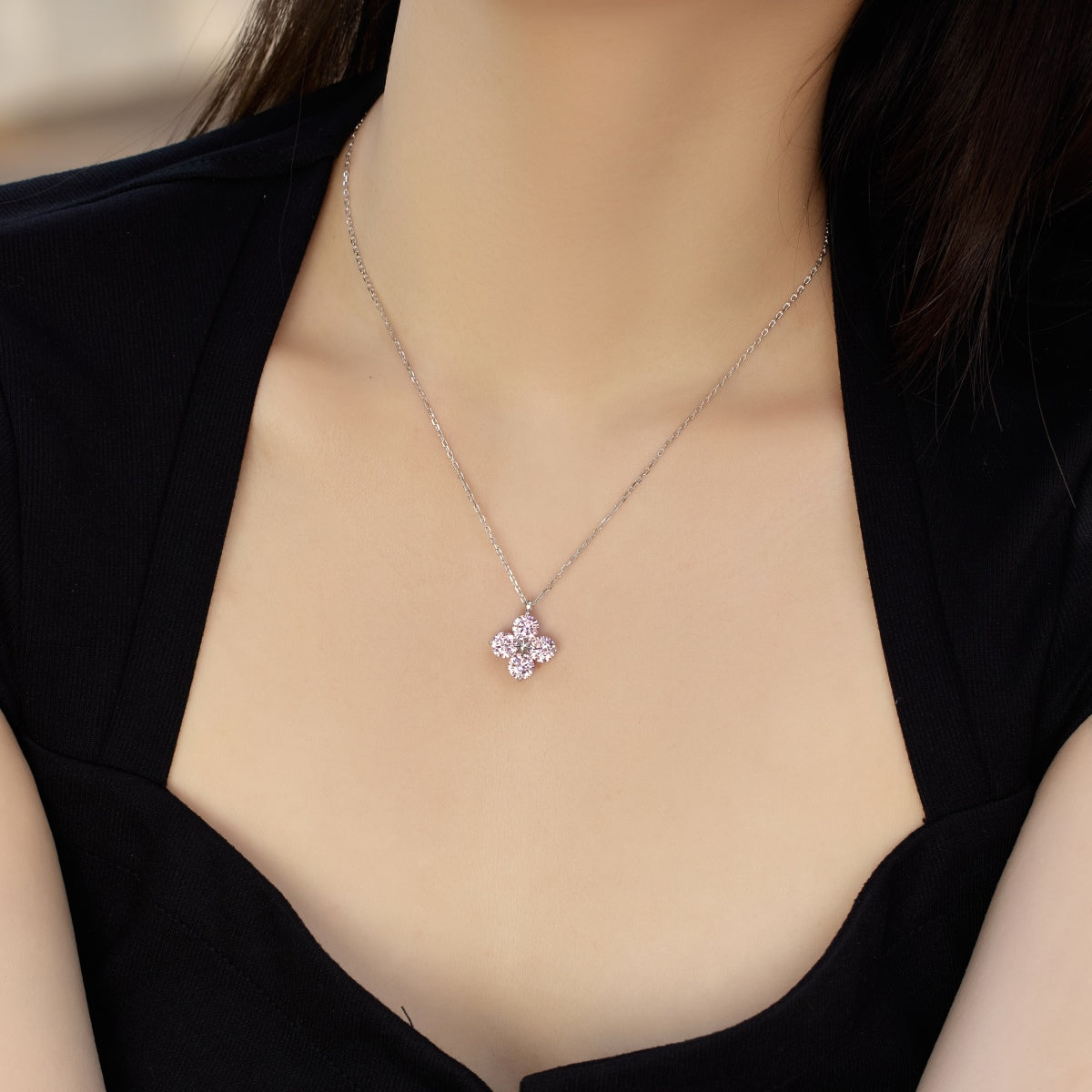 [Luxe Jewelry]Four-Leaf Clover And Eight-Pointed Star Necklace