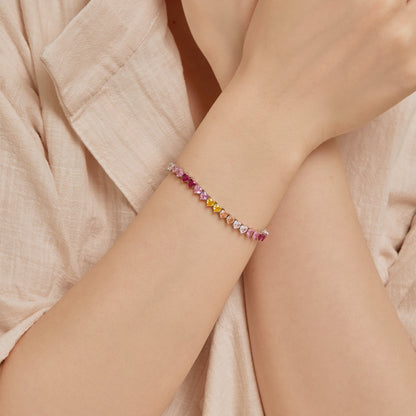[Luxe Jewelry]Luxurious Colorful Romantic Heart Shape Lover Bracelet