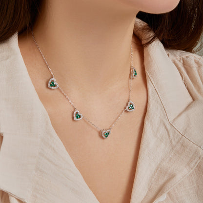 [Luxe Jewelry]Sparkling Five Heart Necklace