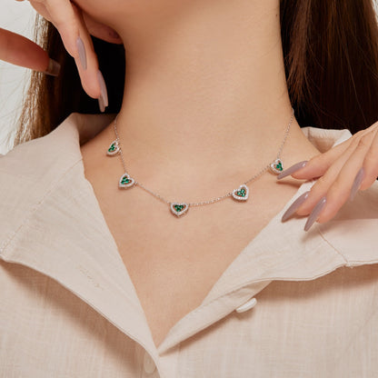 [Luxe Jewelry]Sparkling Five Heart Necklace