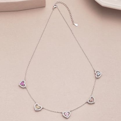 [Luxe Jewelry]Sparkling Five Heart Necklace
