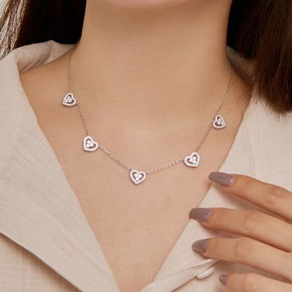 [Luxe Jewelry]Sparkling Five Heart Necklace
