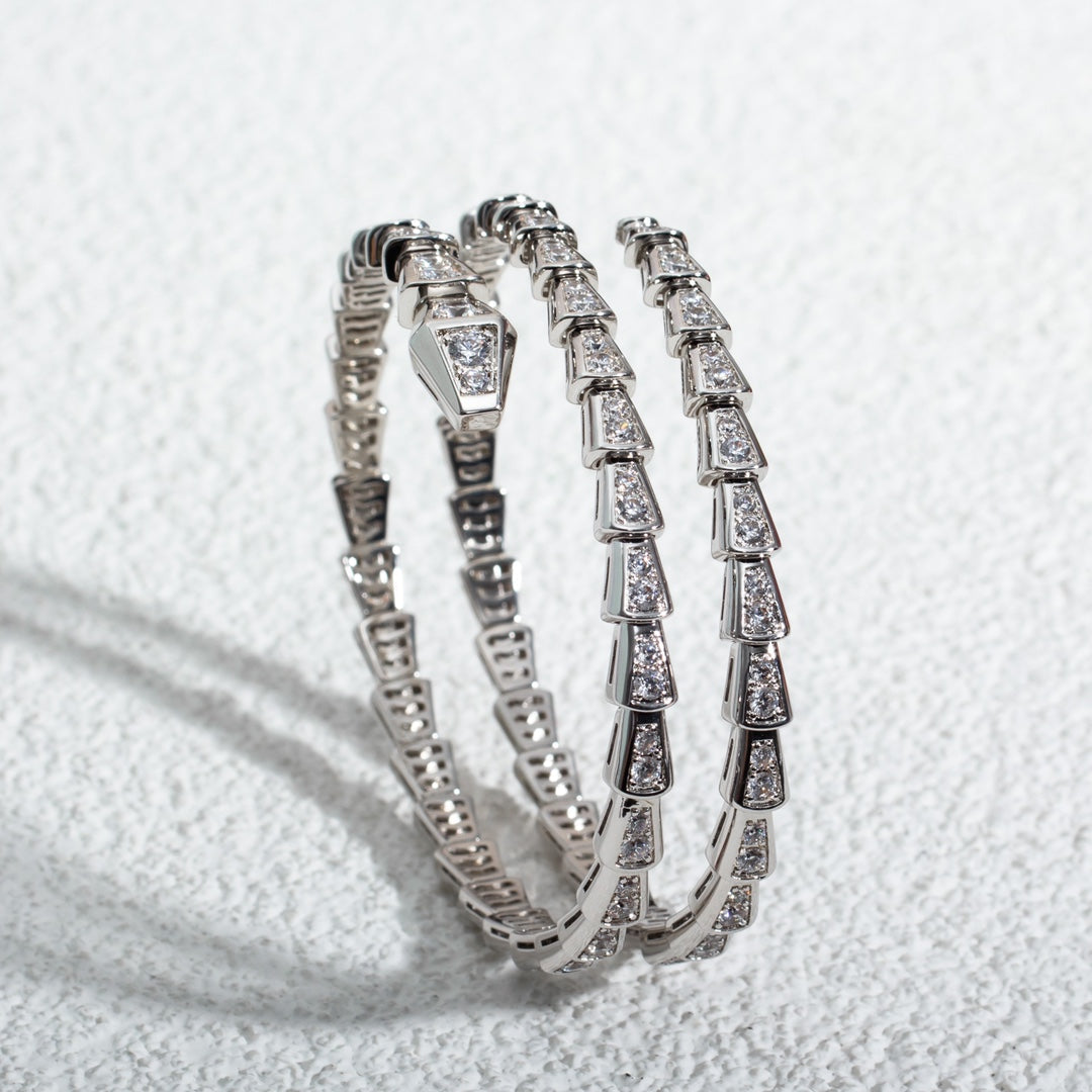 [Luxe Jewelry]SERPENTI BRACELET SILVER DIAMOND DOUBLE ROW