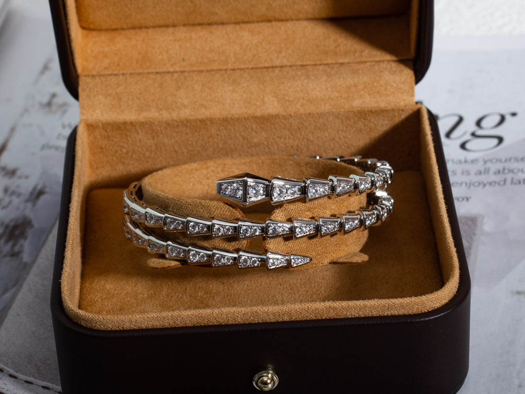 [Luxe Jewelry]SERPENTI BRACELET SILVER DIAMOND DOUBLE ROW
