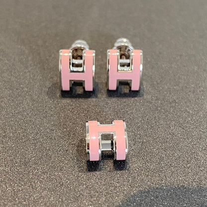 [Luxe Jewelry]MINI POP H SILVER EARRINGS PINK