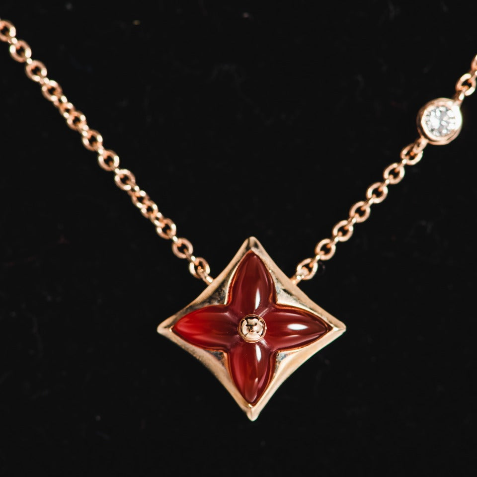 [Luxe Jewelry]STAR NECKLACE PINK GOLD 1 DIAMOND