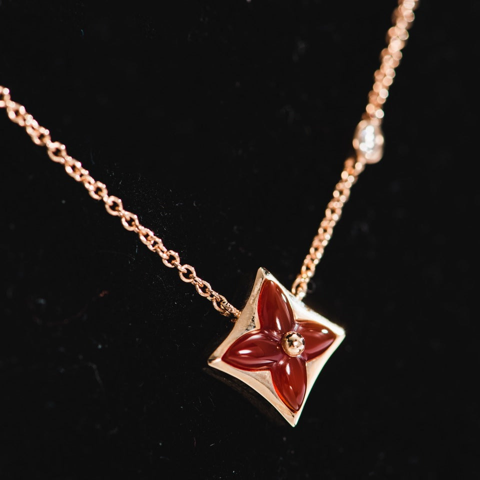 [Luxe Jewelry]STAR NECKLACE PINK GOLD 1 DIAMOND