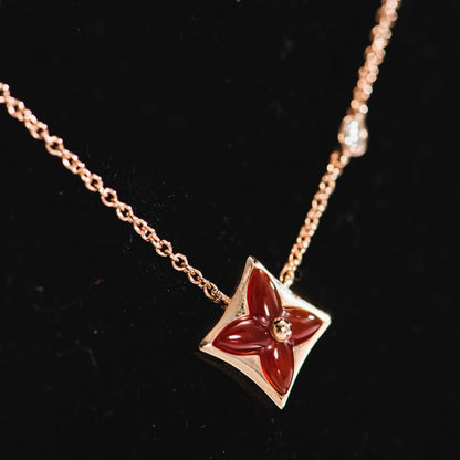 [Luxe Jewelry]STAR NECKLACE PINK GOLD 1 DIAMOND