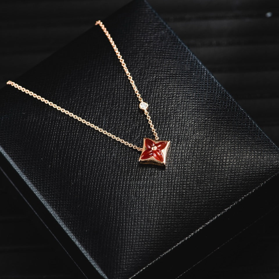 [Luxe Jewelry]STAR NECKLACE PINK GOLD 1 DIAMOND