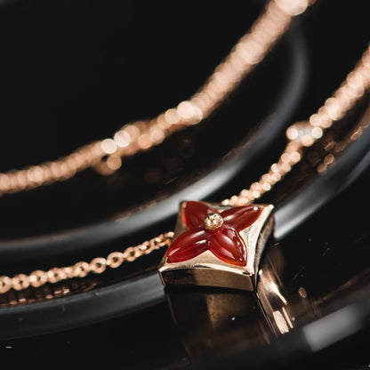 [Luxe Jewelry]STAR NECKLACE PINK GOLD 1 DIAMOND