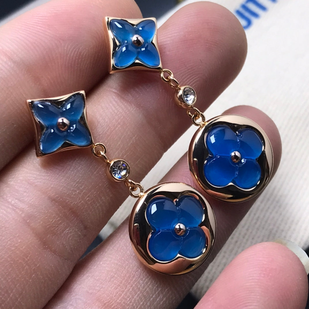 [Luxe Jewelry]STAR AND SUN AGATE DIAMOND EARRINGS