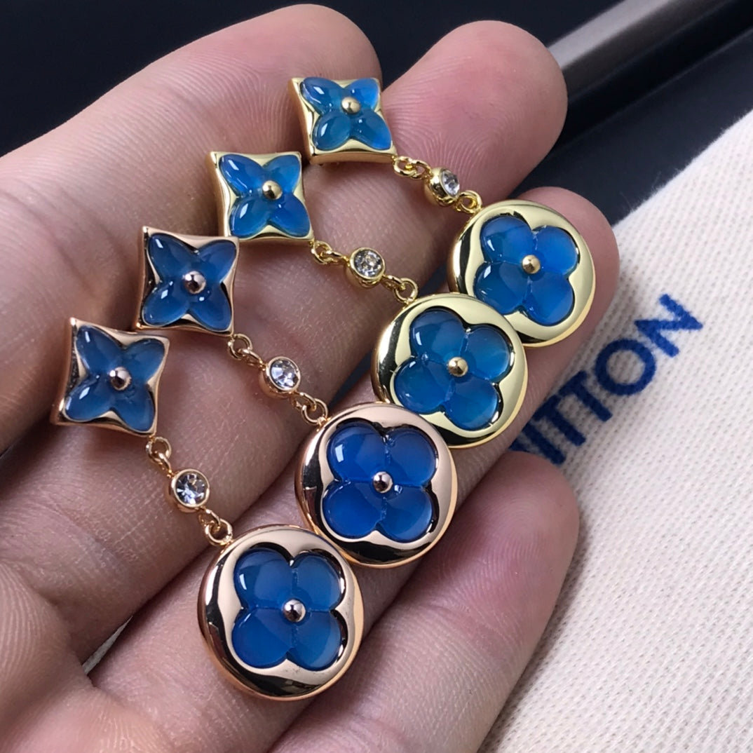 [Luxe Jewelry]STAR AND SUN AGATE DIAMOND EARRINGS