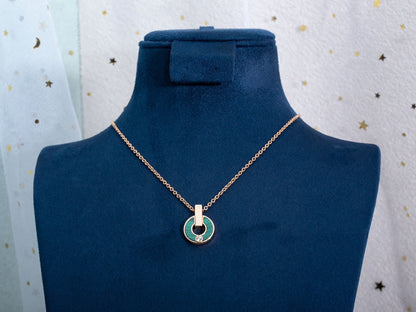 [Luxe Jewelry]GARI NECKLACE PINK GOLD MALACHITE