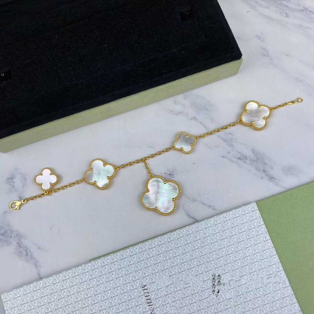[Luxe Jewelry]MAGIC CLOVER MOP GOLD BRACELET 5 MOTIFS