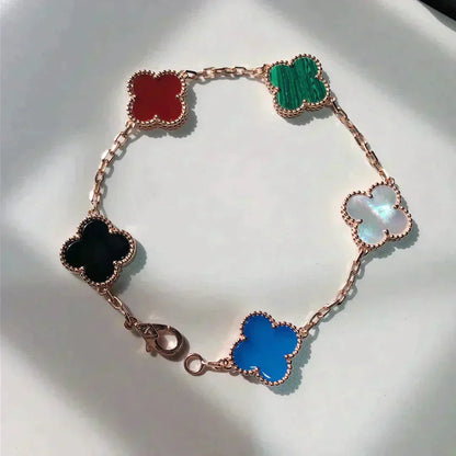 [Luxe Jewelry]CLOVER 5 MOTIFS MULTICOLOR  BRACELET