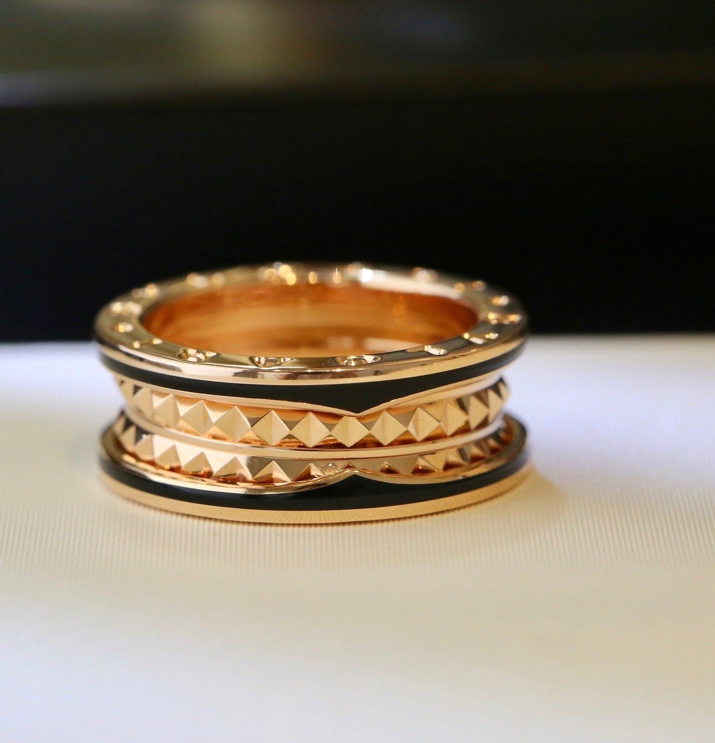 [Luxe Jewelry]ZERO 1 PINK GOLD BLACK CERAMIC RING