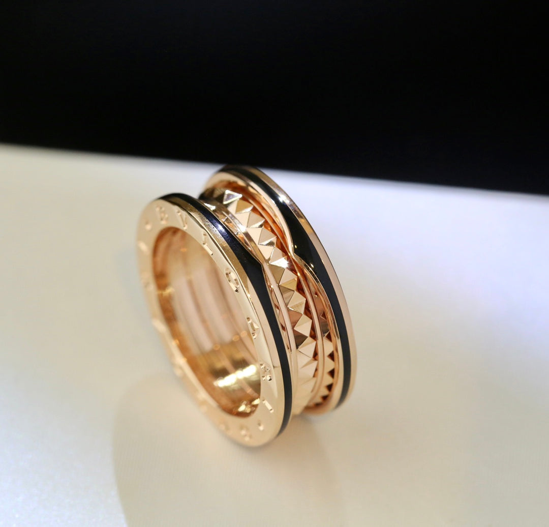 [Luxe Jewelry]ZERO 1 PINK GOLD BLACK CERAMIC RING