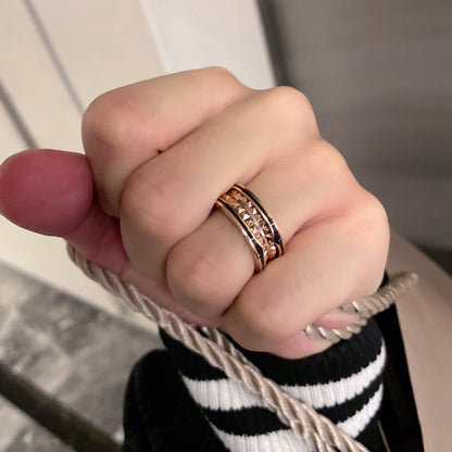 [Luxe Jewelry]ZERO 1 PINK GOLD BLACK CERAMIC RING