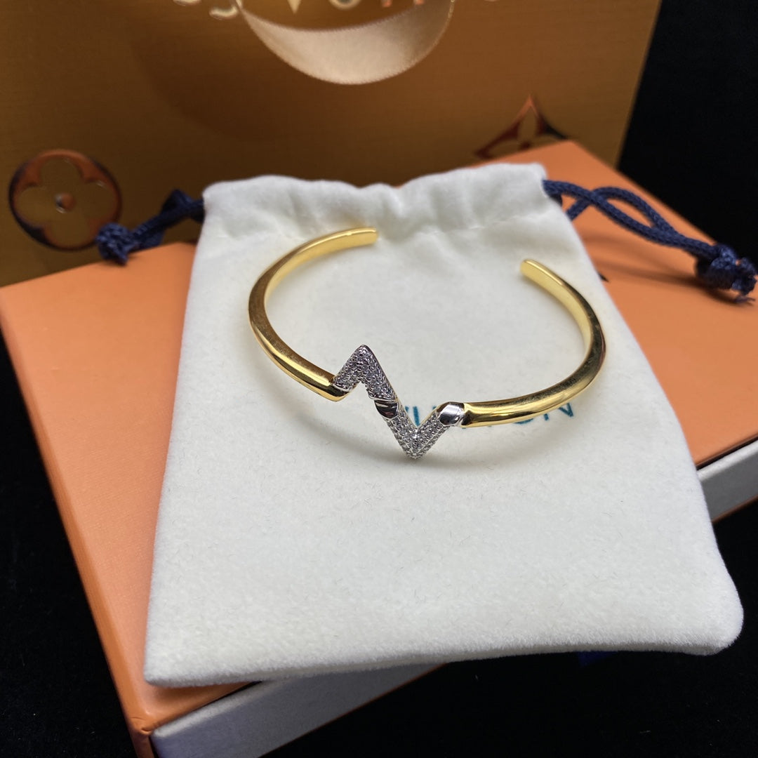 [Luxe Jewelry]VOLTE UPSITE DOWN DIAMOND GOLD OPEN BRACELET