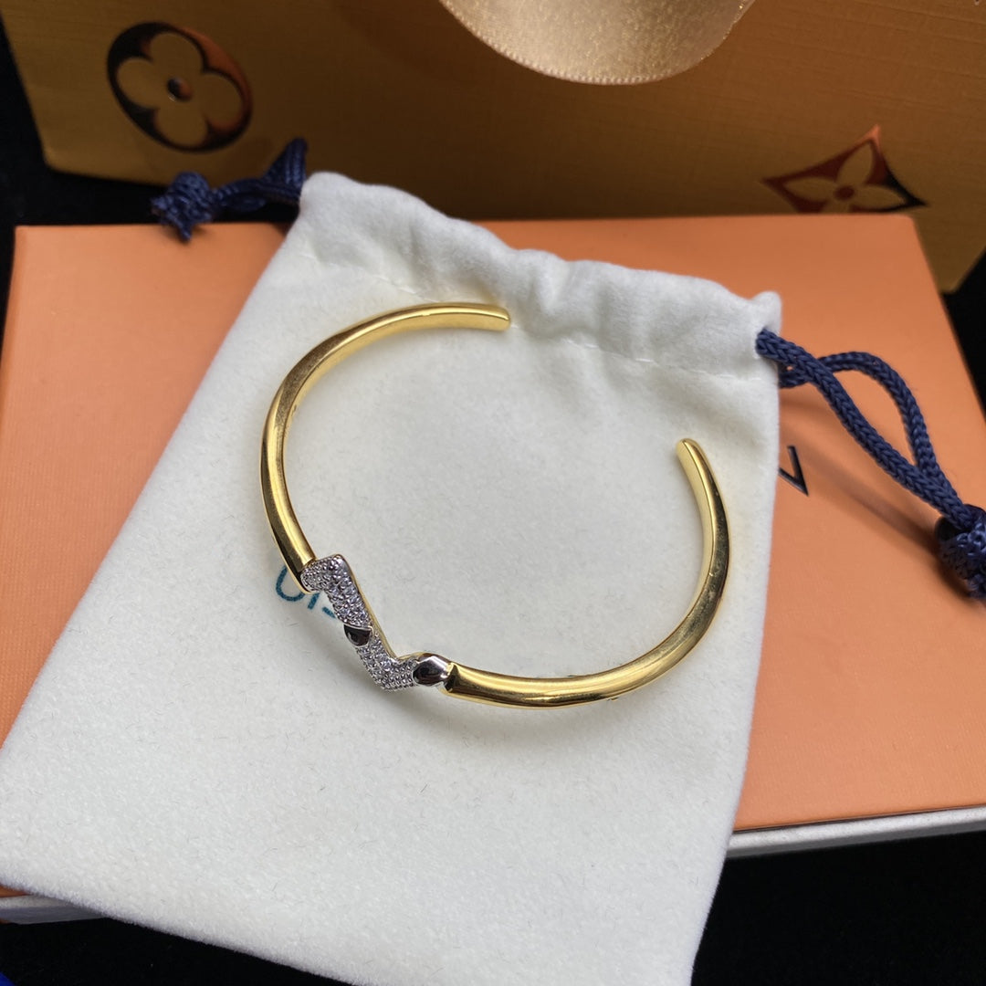 [Luxe Jewelry]VOLTE UPSITE DOWN DIAMOND GOLD OPEN BRACELET
