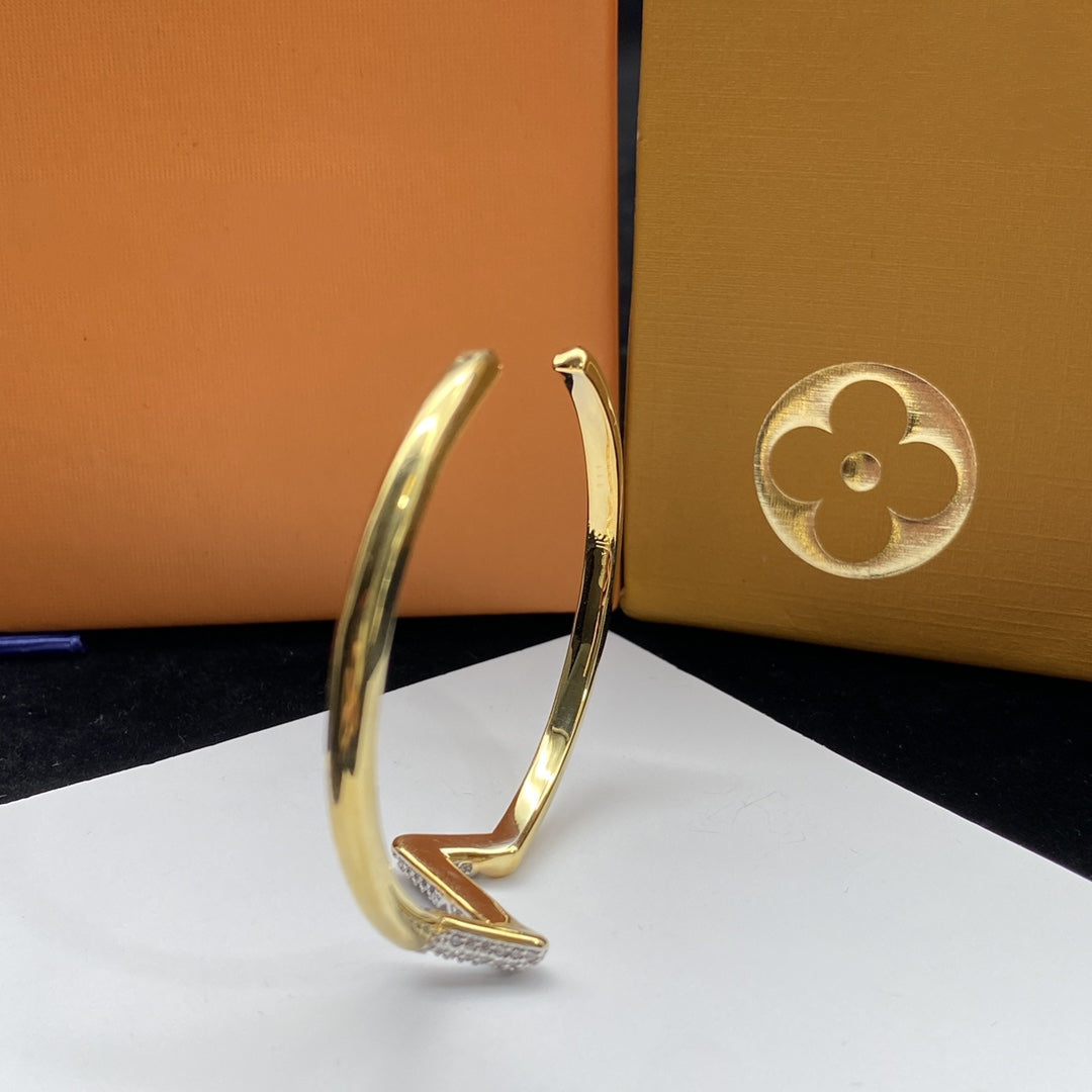[Luxe Jewelry]VOLTE UPSITE DOWN DIAMOND GOLD OPEN BRACELET