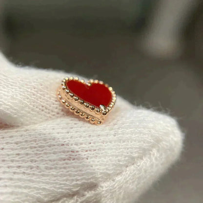 [Luxe Jewelry]HEART CARNELIAN STUD EARRINGS