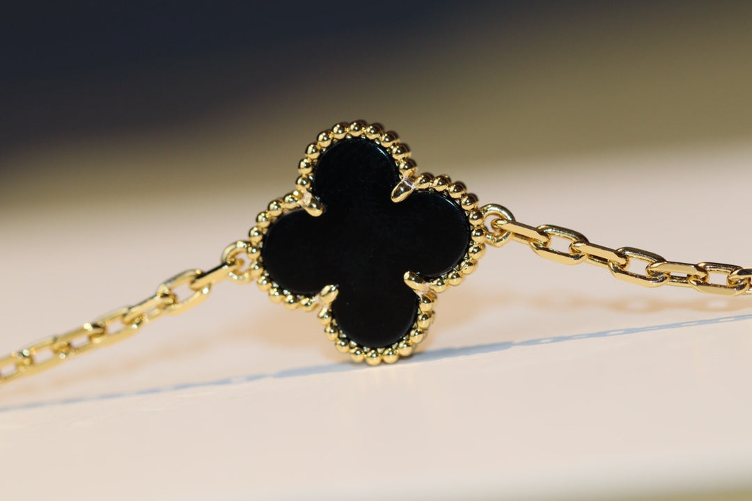 [Luxe Jewelry]CLOVER 20 MOTIFS ONYX ROSE GOLD