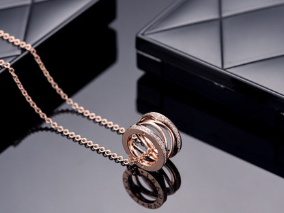 [Luxe Jewelry]ZERO 1 PINK GOLD DIAMOND OPEN NECKLACE