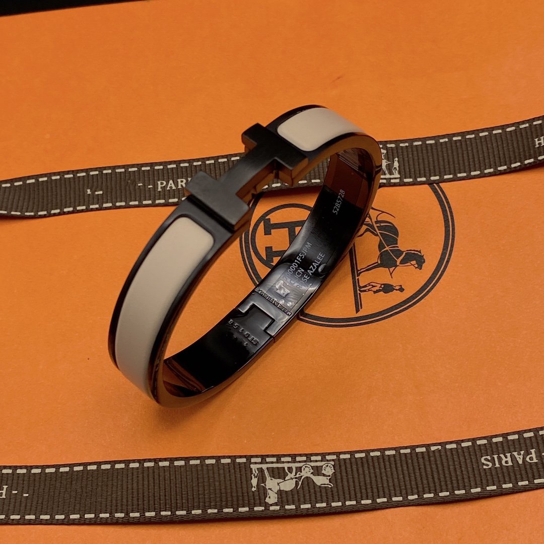 [Luxe Jewelry]H BRACELET 12MM BLACK BEIGE CERAMIC