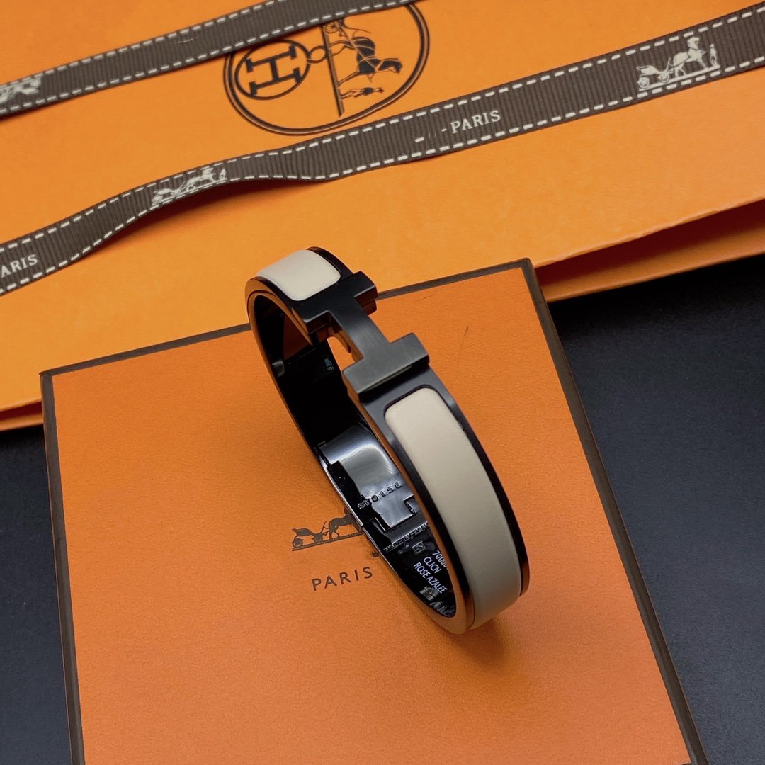 [Luxe Jewelry]H BRACELET 12MM BLACK BEIGE CERAMIC