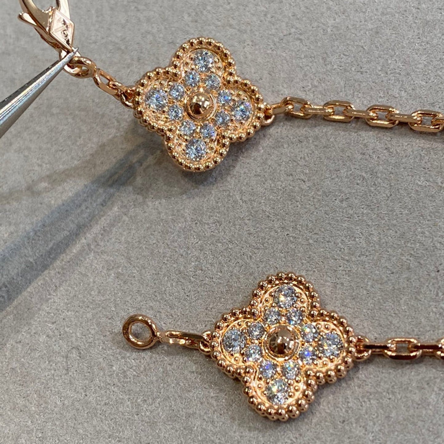 [Luxe Jewelry]CLOVER 5 MOTIFS  FULL DIAMOND BRACELET