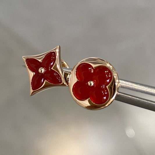 [Luxe Jewelry]STAR AND SUN PINK GOLD CARNELIAN STUD EARRINGS