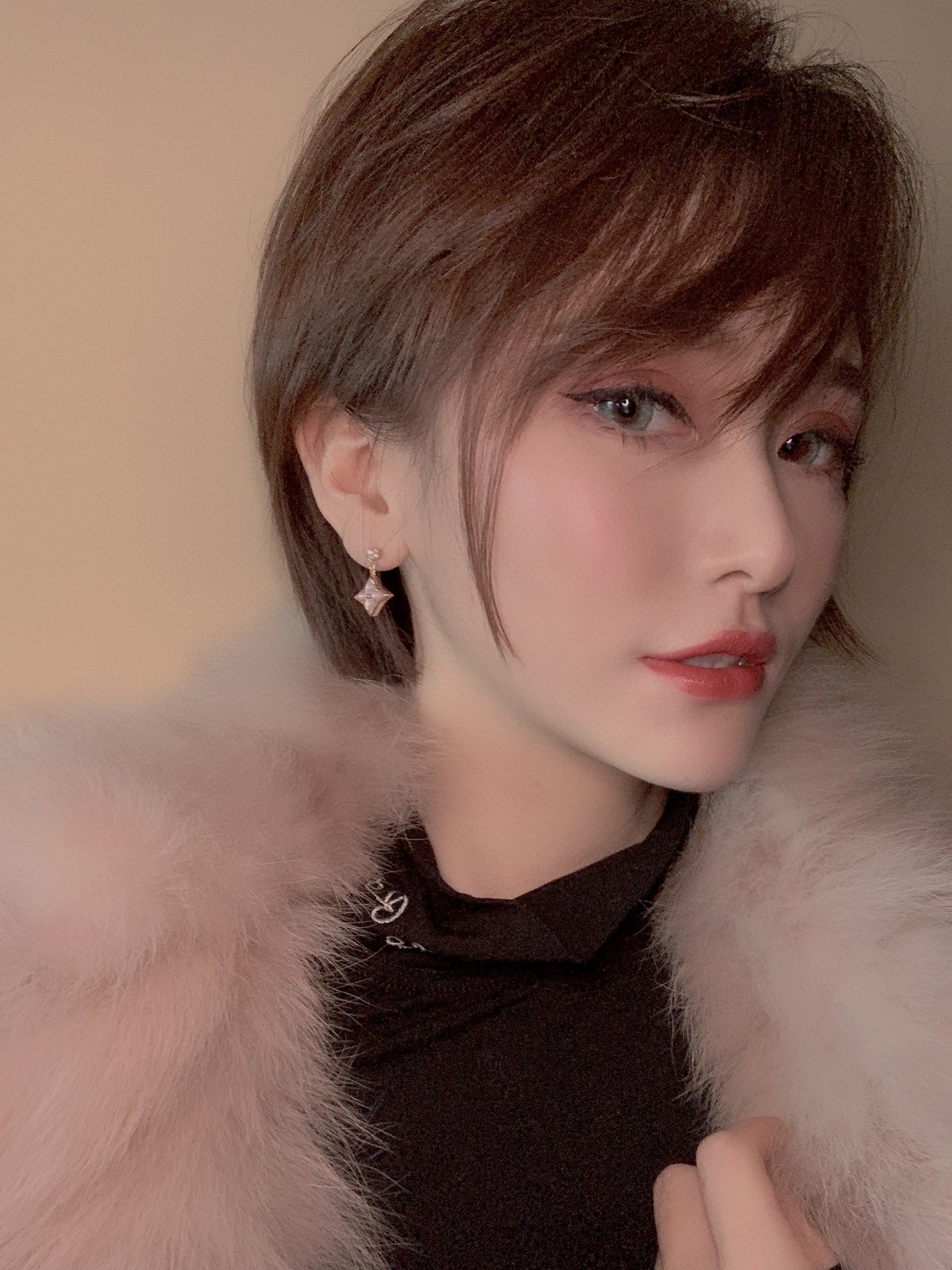 [Luxe Jewelry]DOUBLE STAR PINK GOLD MOP DROP EARRINGS
