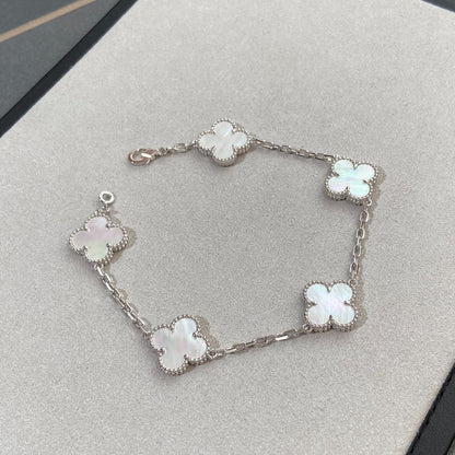 [Luxe Jewelry]CLOVER SILVER MOP 5 MOTIF BRACELET