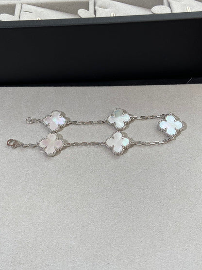[Luxe Jewelry]CLOVER SILVER MOP 5 MOTIF BRACELET