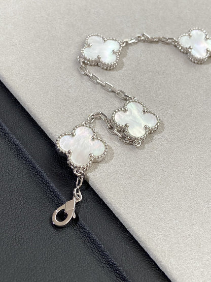 [Luxe Jewelry]CLOVER SILVER MOP 5 MOTIF BRACELET
