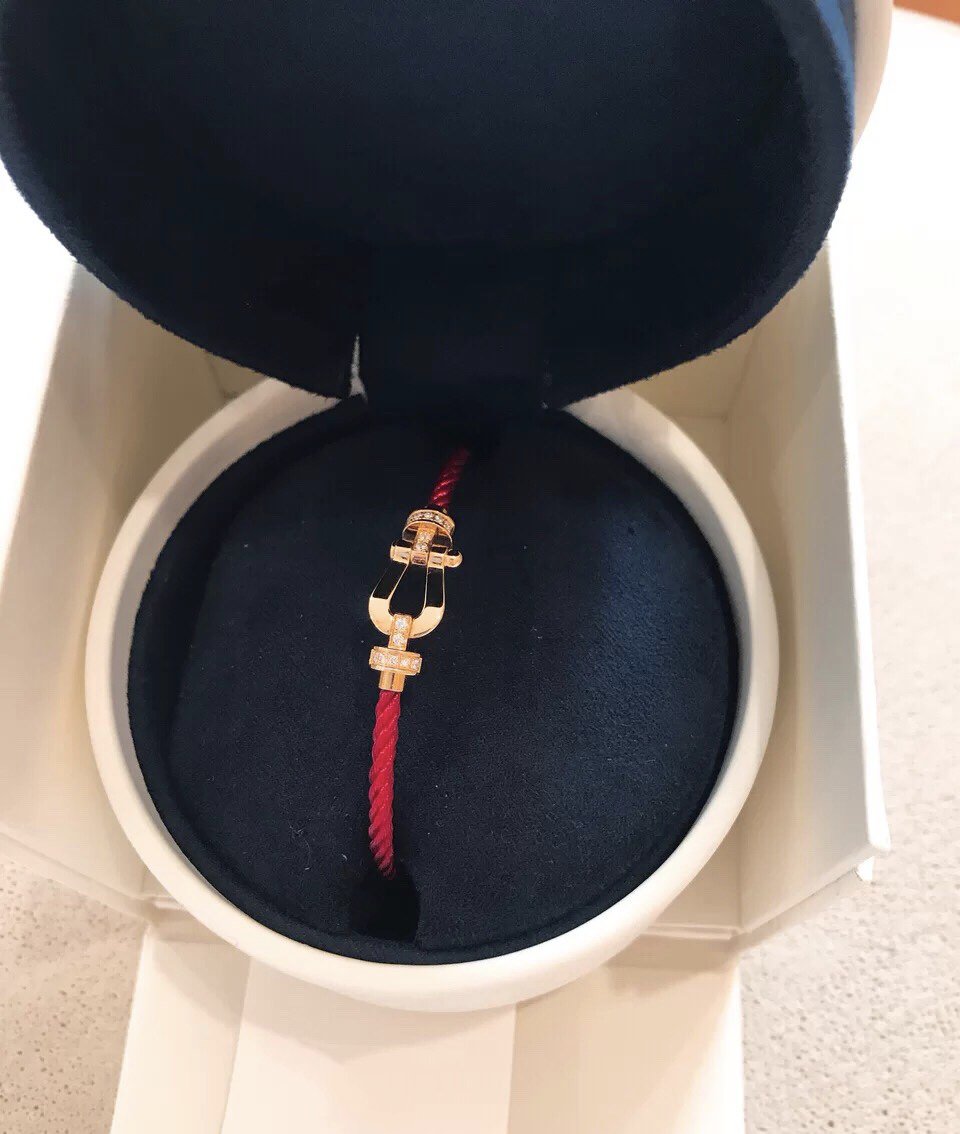 [Luxe Jewelry]FORCE 10 HALF DIAMOND PINK GOLD RED CORDERI LARGE AND MEDIUM MODEL
