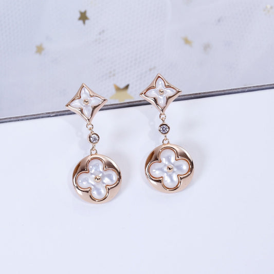 [Luxe Jewelry]STAR AND SUN PINK GOLD MOP DROP EARRINGS