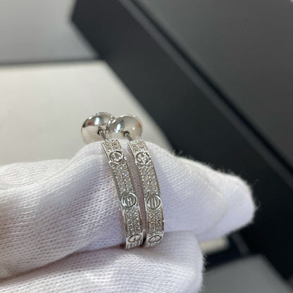 [Luxe Jewelry]LOVE DIAMOND SILVER HOOP EARRINGS