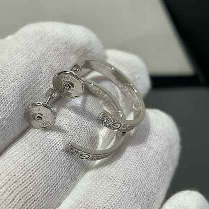 [Luxe Jewelry]LOVE DIAMOND SILVER HOOP EARRINGS