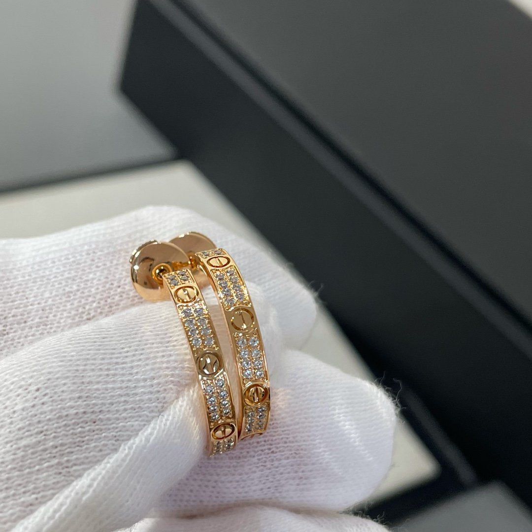 [Luxe Jewelry]LOVE DIAMOND PINK GOLD HOOP EARRINGS