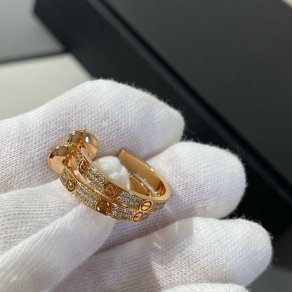[Luxe Jewelry]LOVE DIAMOND PINK GOLD HOOP EARRINGS