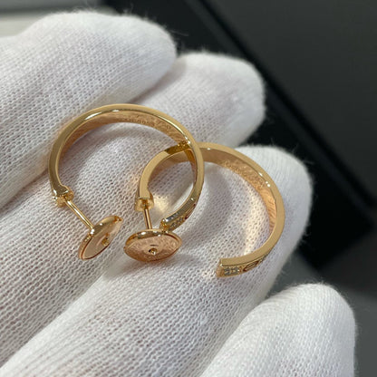 [Luxe Jewelry]LOVE DIAMOND PINK GOLD HOOP EARRINGS