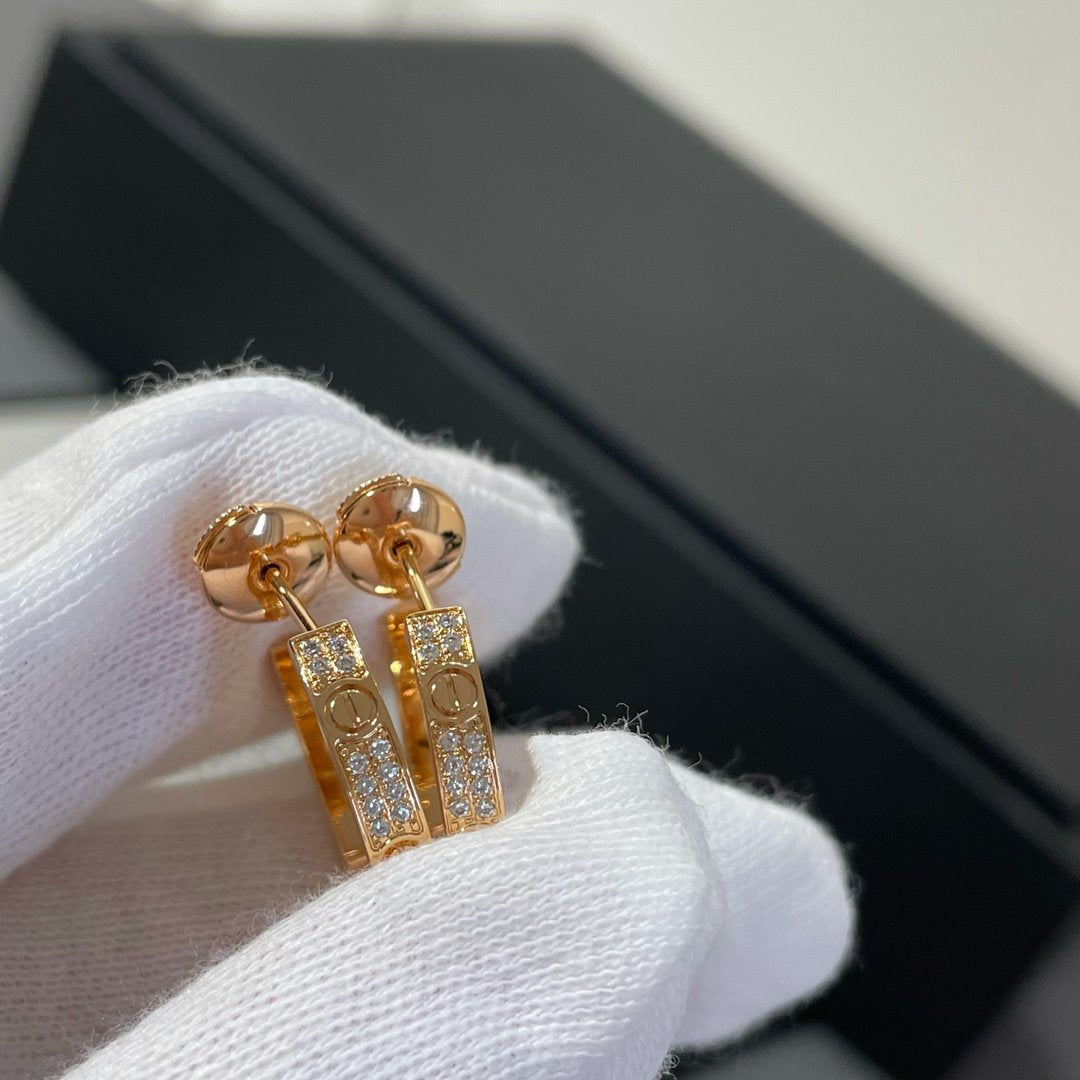 [Luxe Jewelry]LOVE DIAMOND PINK GOLD HOOP EARRINGS