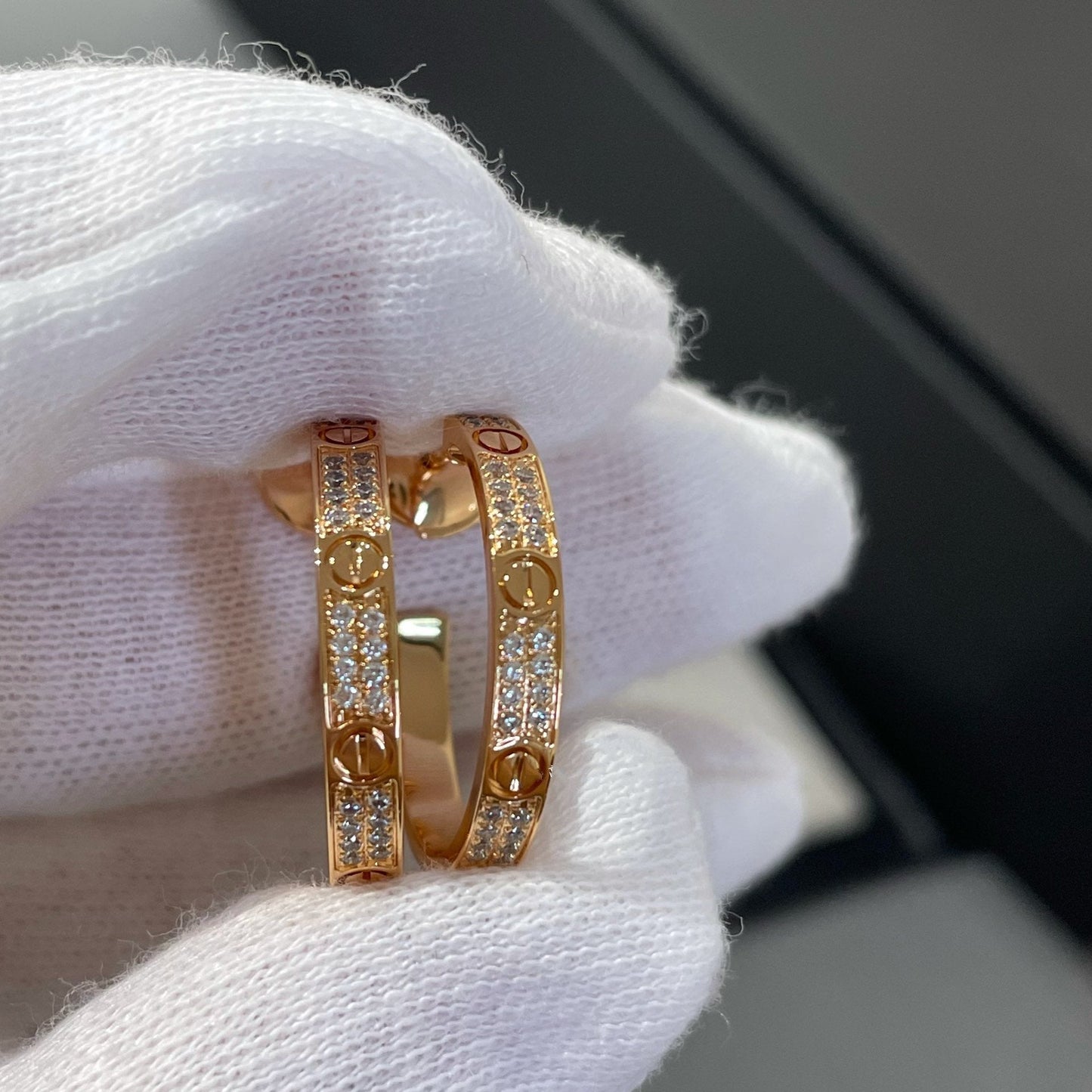 [Luxe Jewelry]LOVE DIAMOND PINK GOLD HOOP EARRINGS